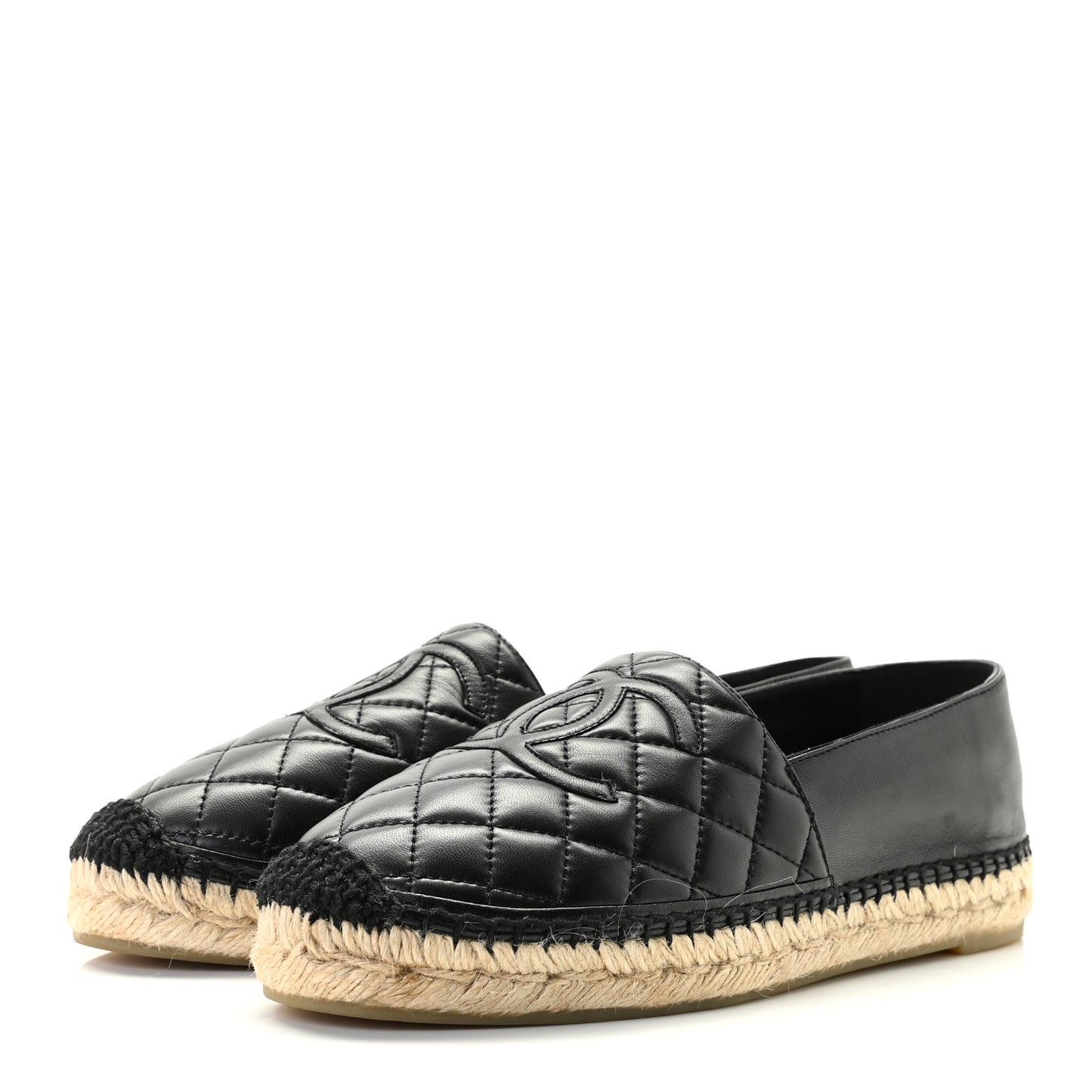 Lambskin Quilted CC Espadrilles 39 Black