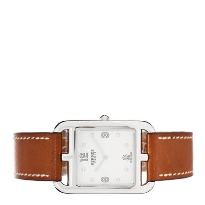 Hermes Stainless Steel Barenia Diamond Mother of Pearl 29mm Cape Cod Quartz Watch Fauve 2 of 5