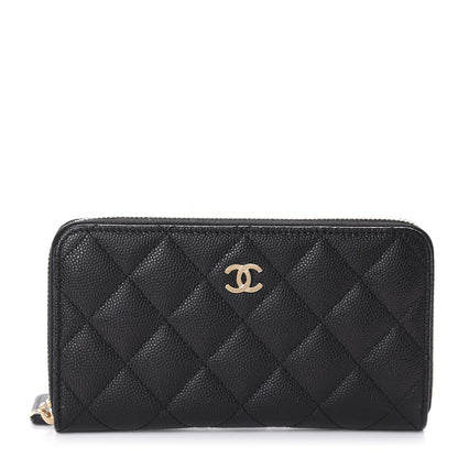 Chanel Caviar Quilted Small Zip Around Wallet Black 1 of 9