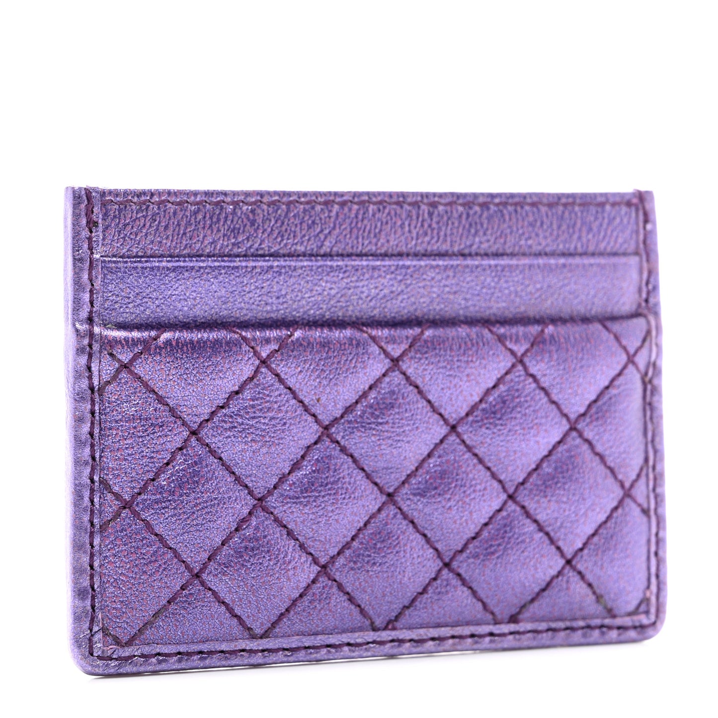 Laminated Nappa Trapuntata Zumi Card Holder Rosso Fuxia Bizantin