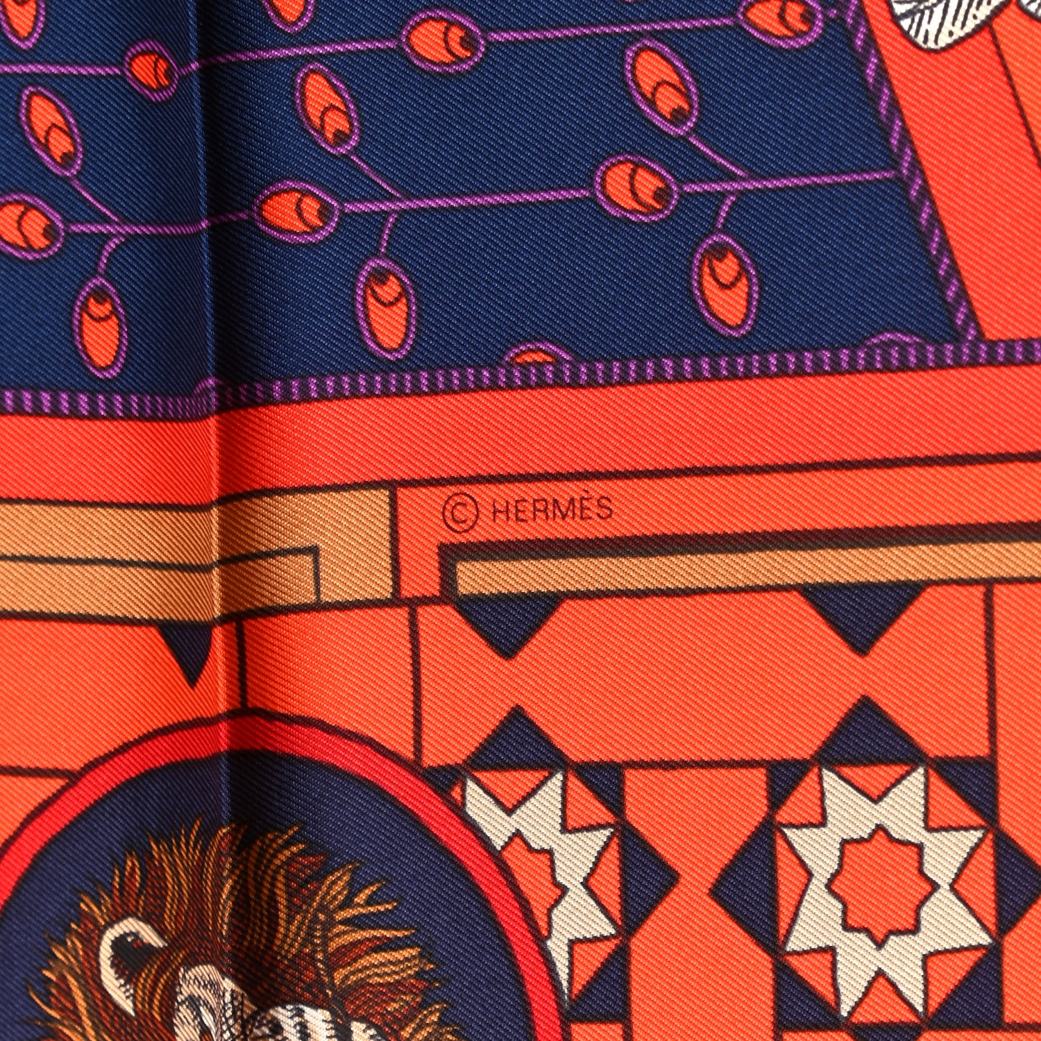 Hermes Silk La Danse Des Amazones Scarf 90 Marine Rouge Violet 3 of 5