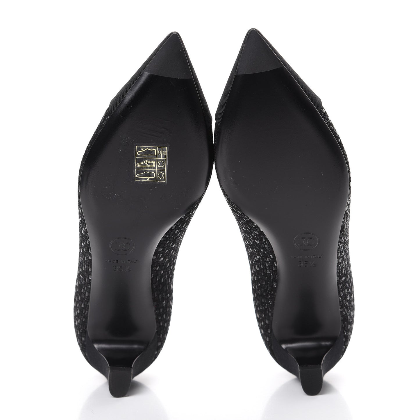 Tweed Grosgrain Cap Toe Gabrielle Pumps 35.5 Black