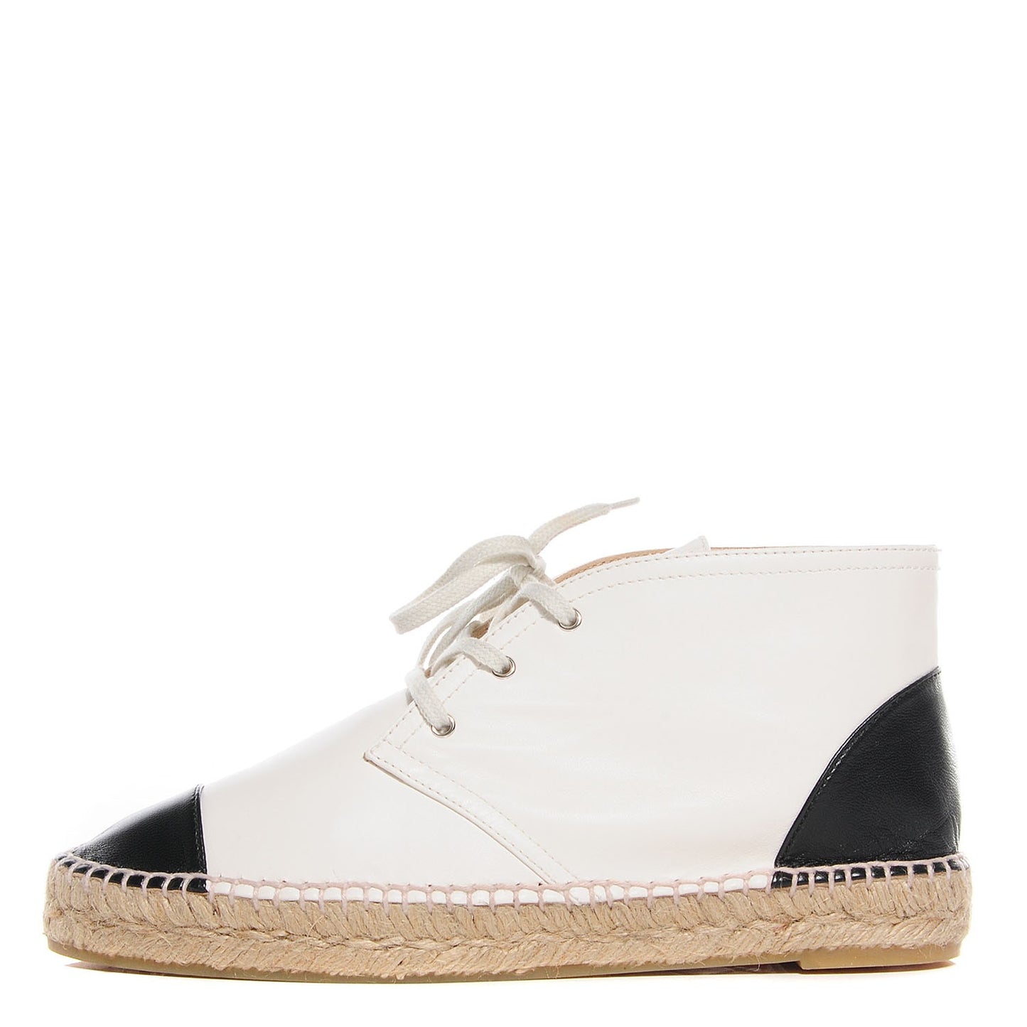 Lambskin Cap Toe Lace Up Espadrilles 39 White Black