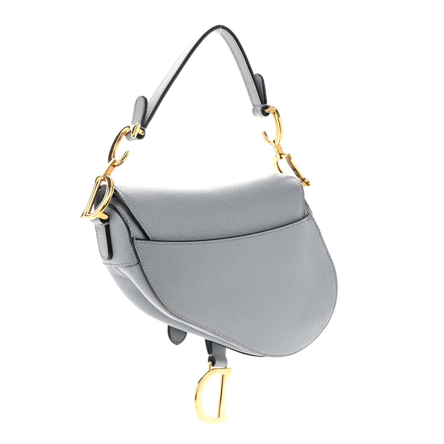Christian Dior Grained Calfskin Mini Saddle Bag Sky Blue 3 of 10