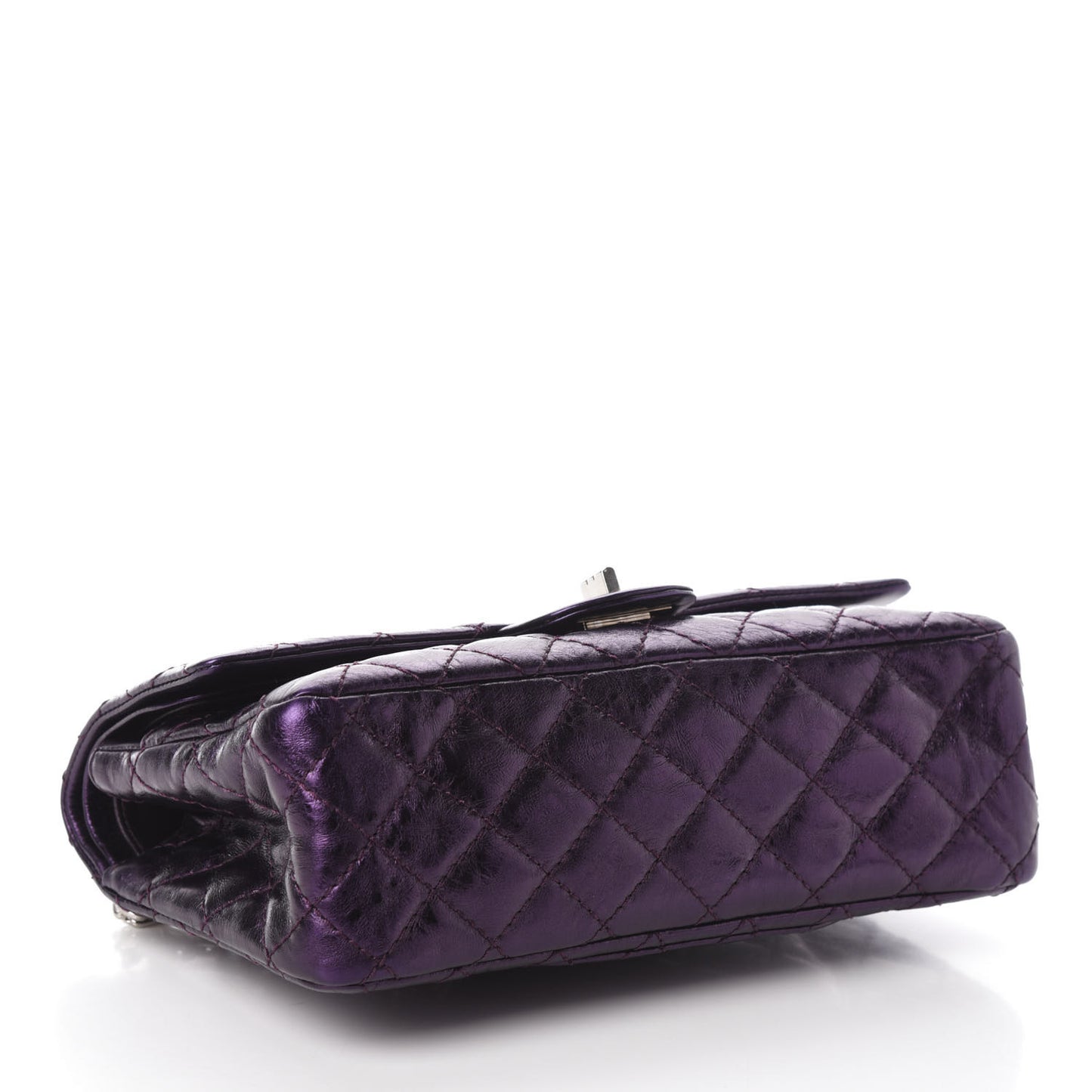 Metallic Aged Calfskin Quilted 2.55 Reissue Flap Purple
