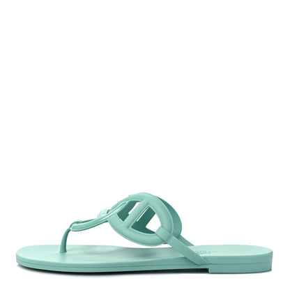 Hermes Rubber Womens Egerie Sandals 41 Vert Embrun 1 of 9