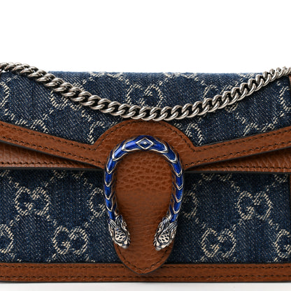 Gucci New Denim GG Monogram Dollar Calfskin Enamel Super Mini Dionysus Shoulder Bag Blue Tea Cuir Epilog Electric Blue 7 of 11