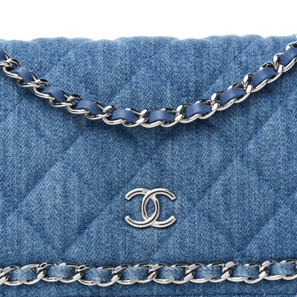 Chanel Denim Quilted Chain Around Wallet on Chain WOC Blue 10 of 11