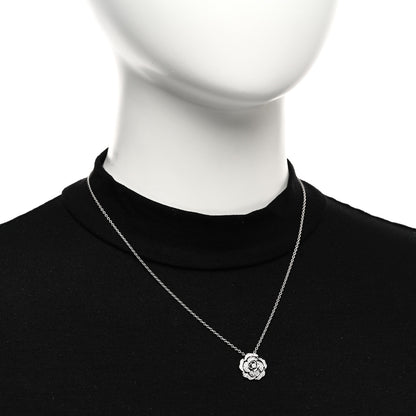 Chanel 18K White Gold Diamond Bouton de Camelia Pendant Necklace 2 of 5