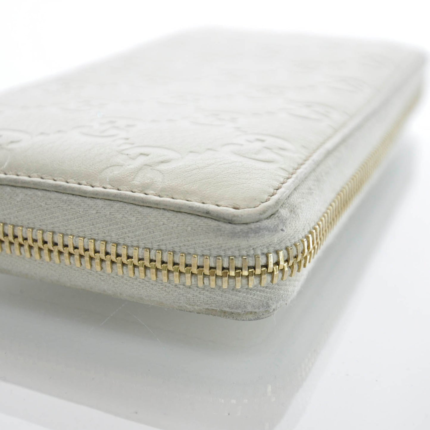Guccissima GG Pierce Zip Around Wallet White