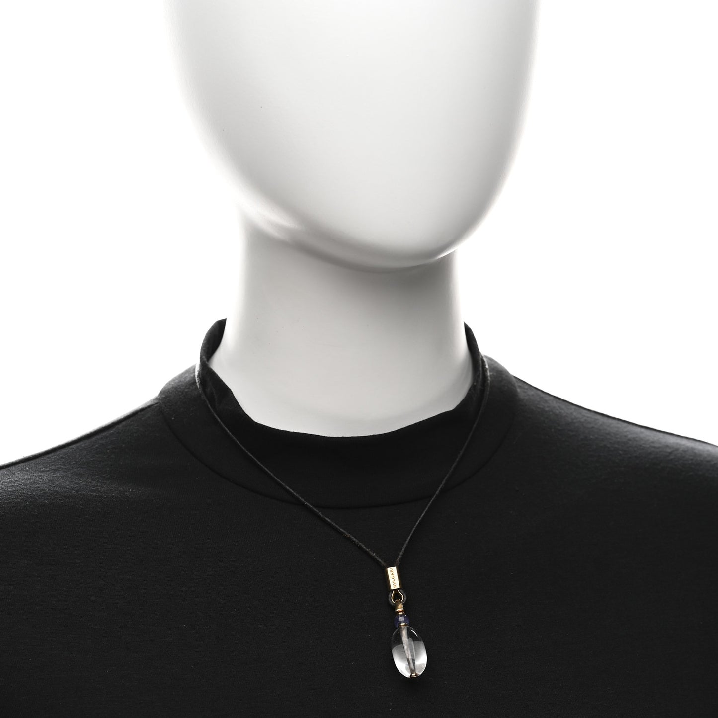 18K Yellow Gold Amethyst Rock Crystal Cord Pendant Necklace