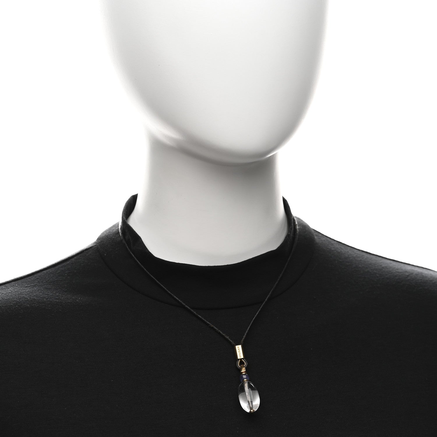 Bulgari 18K Yellow Gold Amethyst Rock Crystal Cord Pendant Necklace 2 of 6