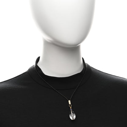 Bulgari 18K Yellow Gold Amethyst Rock Crystal Cord Pendant Necklace 2 of 6