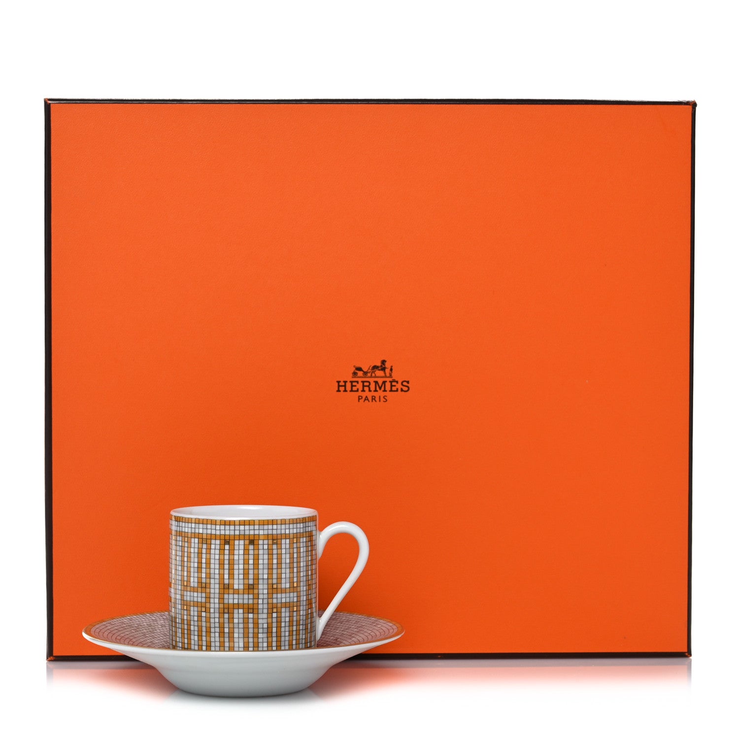 Hermes Porcelain Mosaique Au 24 Gold Coffee Cup and Saucer 12 of 12