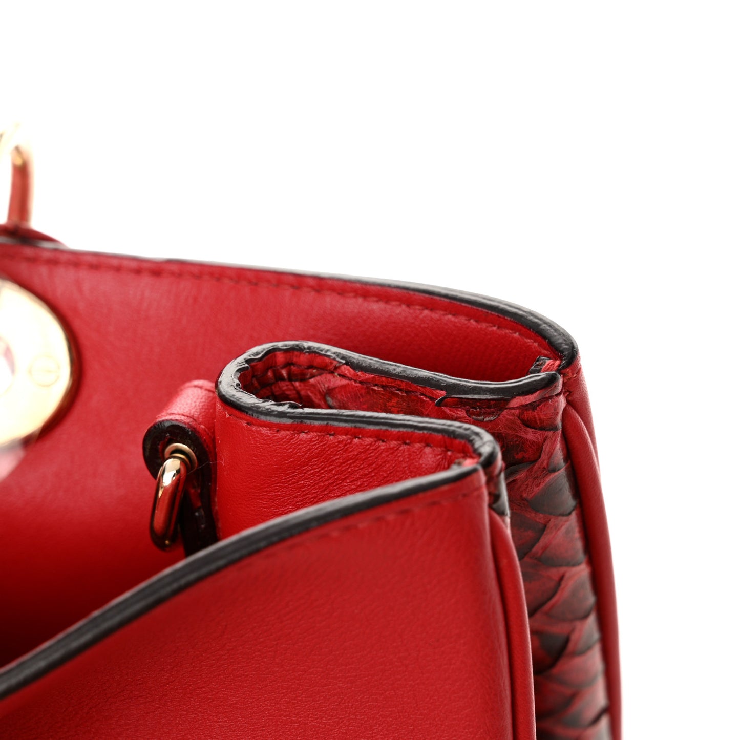 Calfskin Snakeskin Medium Diorissimo Tote Red
