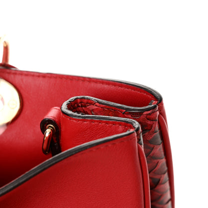 Christian Dior Calfskin Snakeskin Medium Diorissimo Tote Red 11 of 13