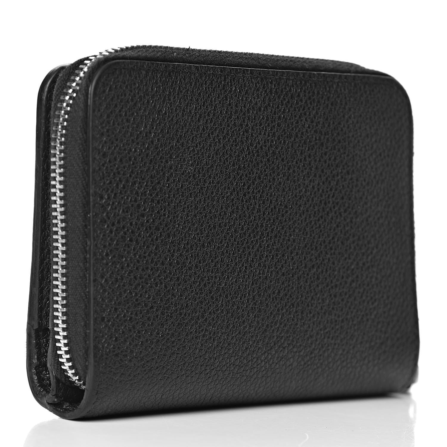 Saint Laurent Grained Calfskin Rive Gauche Compact Zip Around Wallet Black 3 of 9