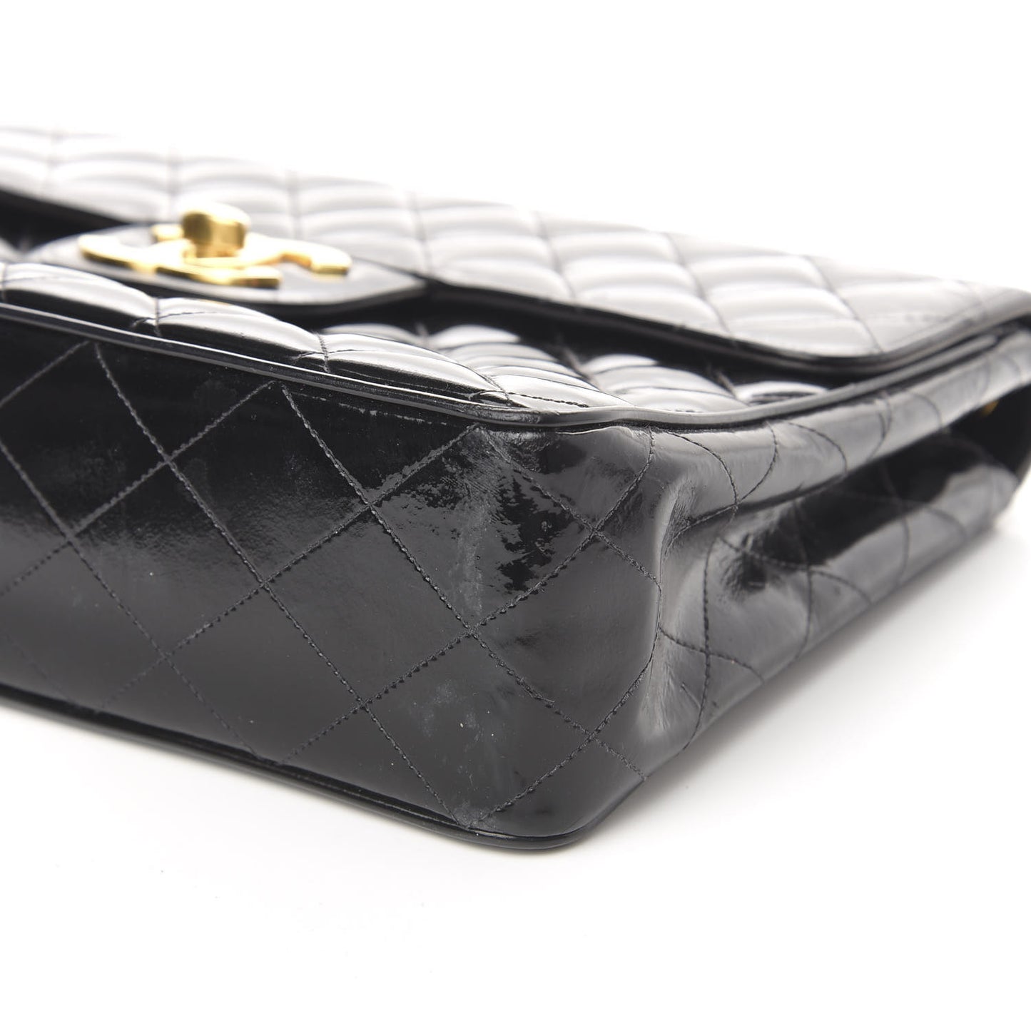 Patent Quilted XL Jumbo Single Flap Black