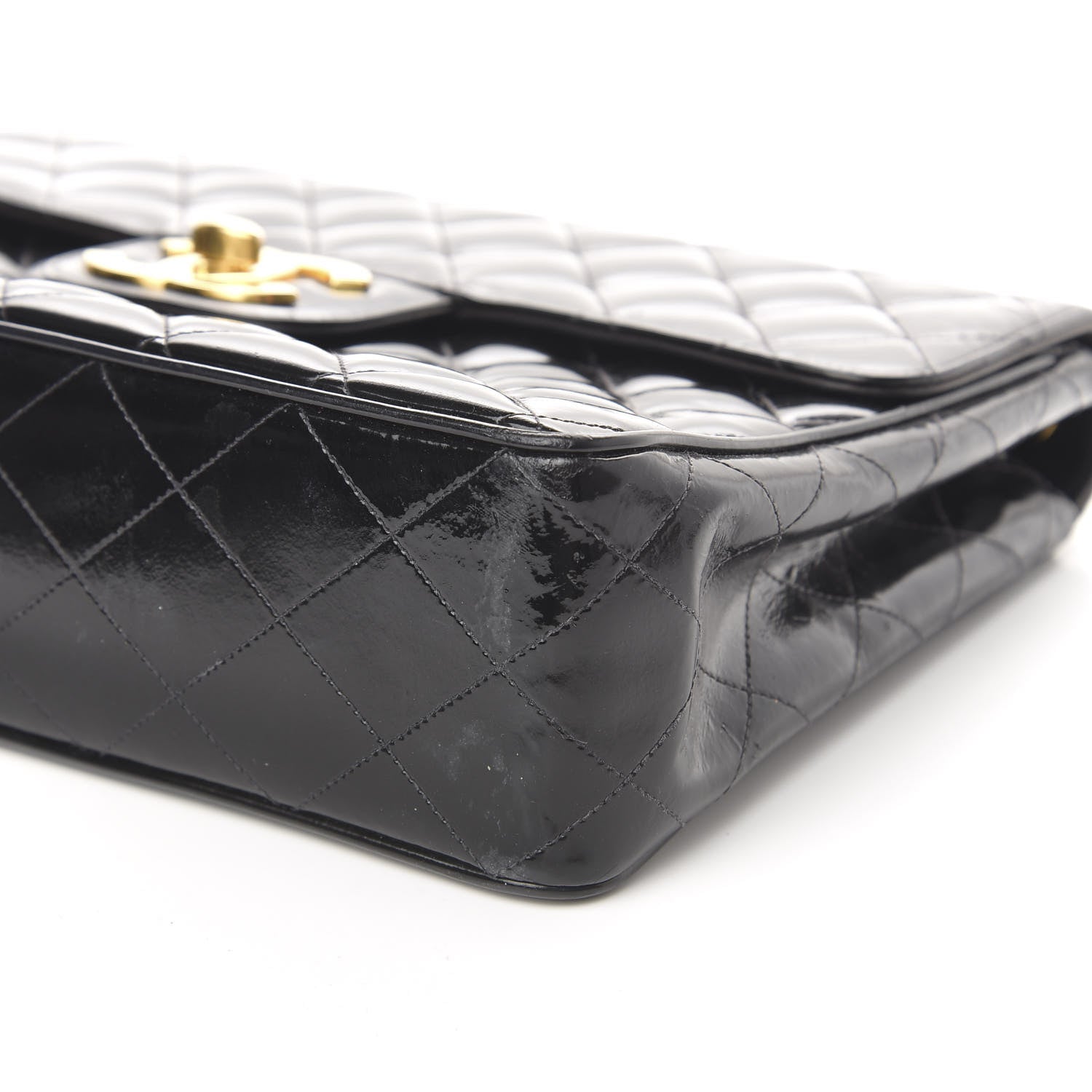 Chanel Patent Quilted XL Jumbo Single Flap Black 10 of 11