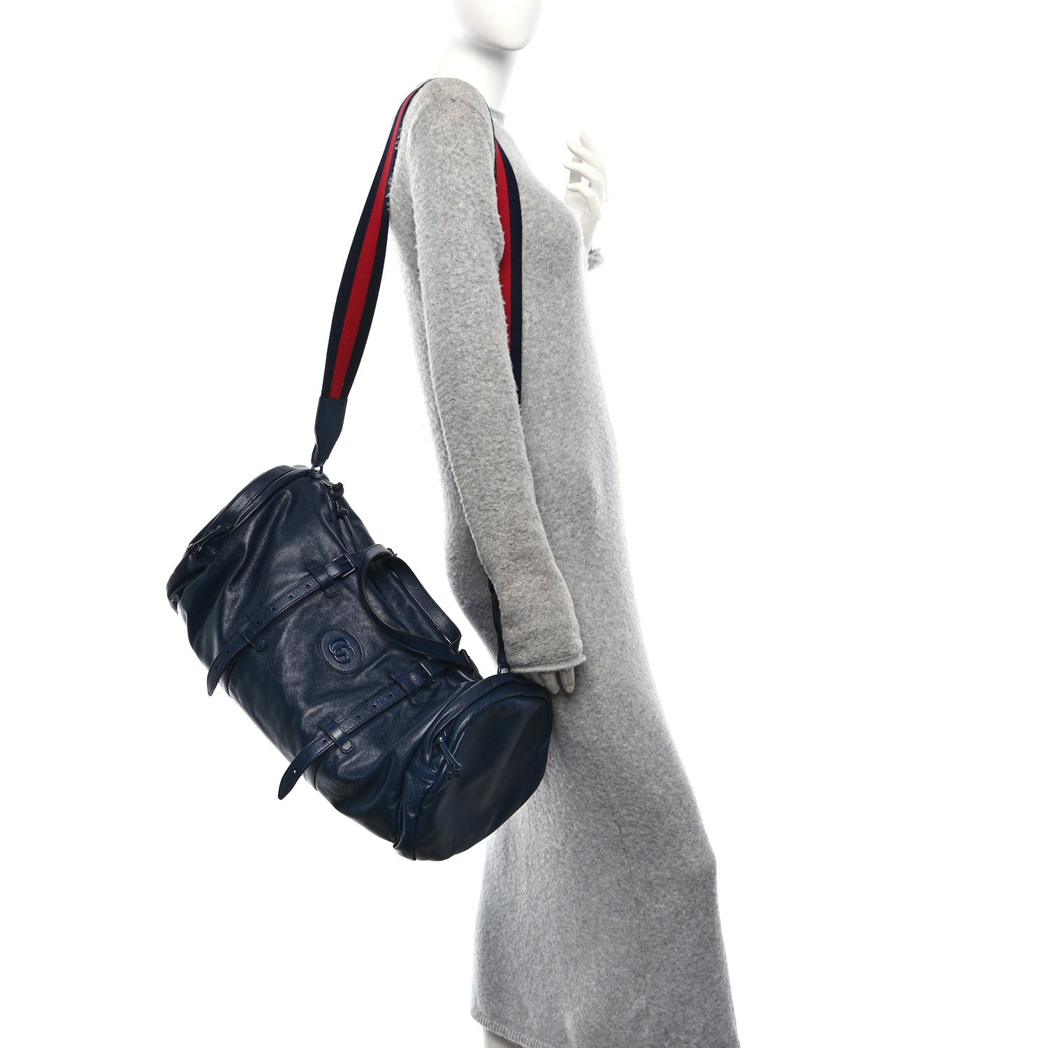 Gucci Piuma Lux Energy Monochrome Double G Duffle Bag Blue 2 of 10