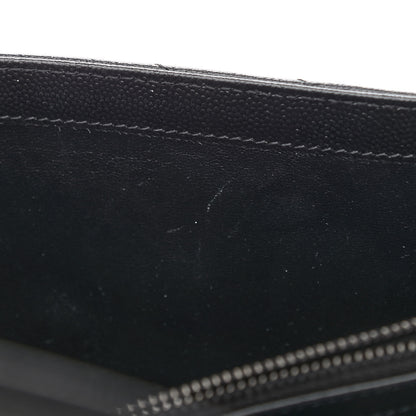 Saint Laurent Grain De Poudre Matelasse Chevron Monogram Chain Wallet Black 12 of 13