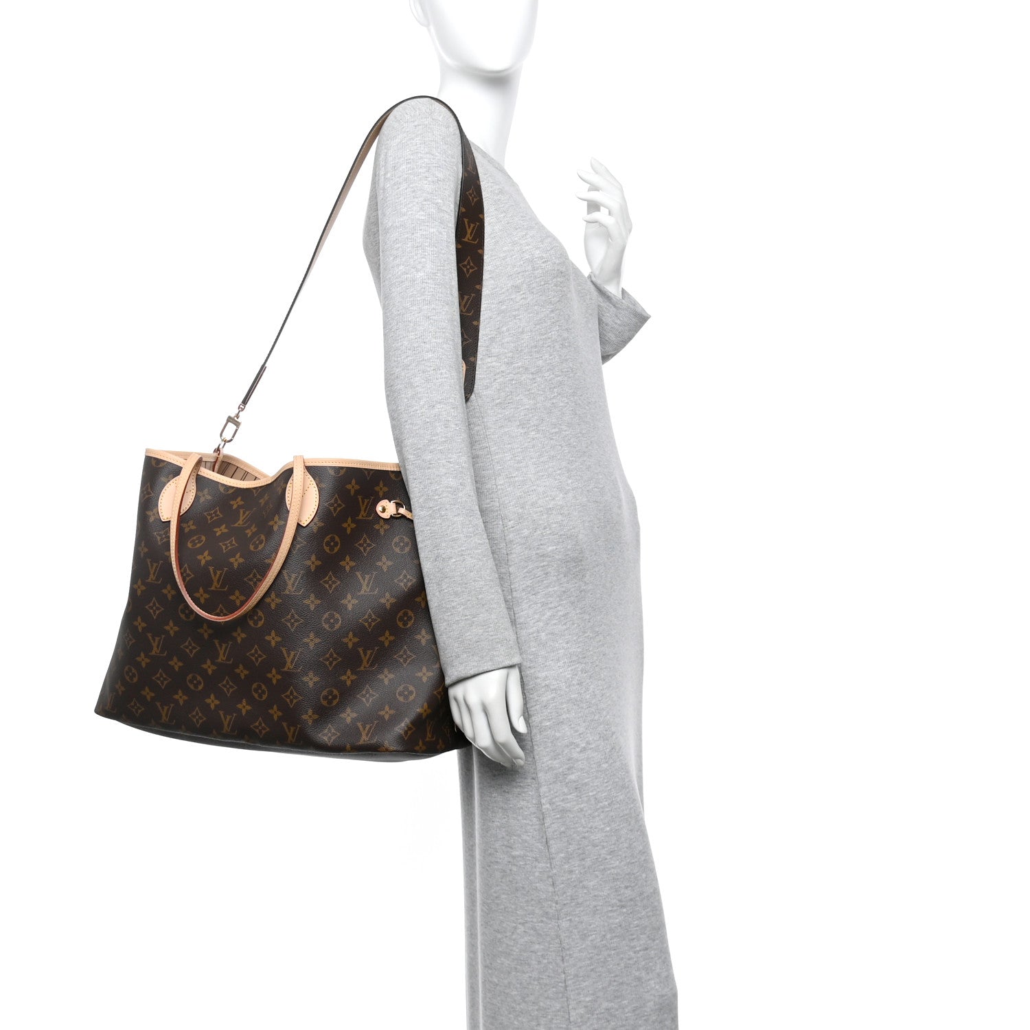 Louis Vuitton Monogram Stamped Inside Out Neverfull Bandouliere GM Beige 2 of 12