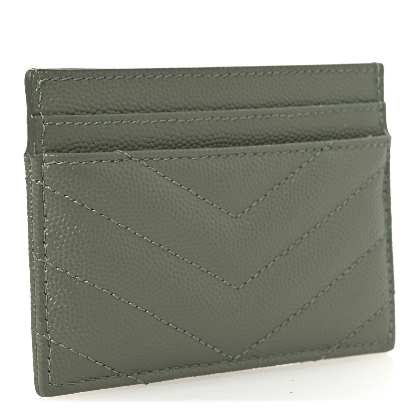 Grain De Poudre Matelasse Chevron Monogram Credit Card Case Light Sage