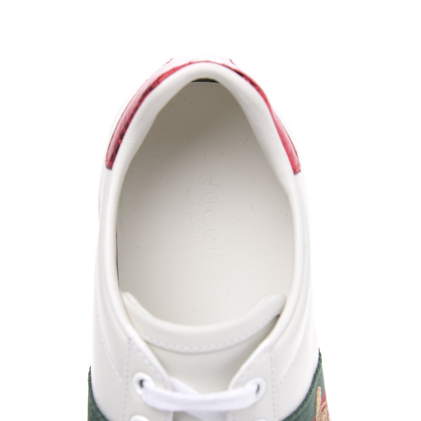 Calfskin Ayers Bee Embroidered Womens Ace Sneakers 37.5 White Green