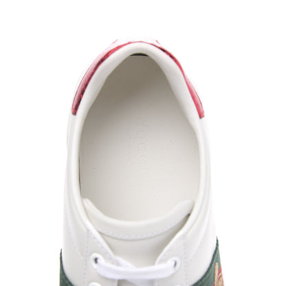 Gucci Calfskin Ayers Bee Embroidered Womens Ace Sneakers 37.5 White Green 6 of 8