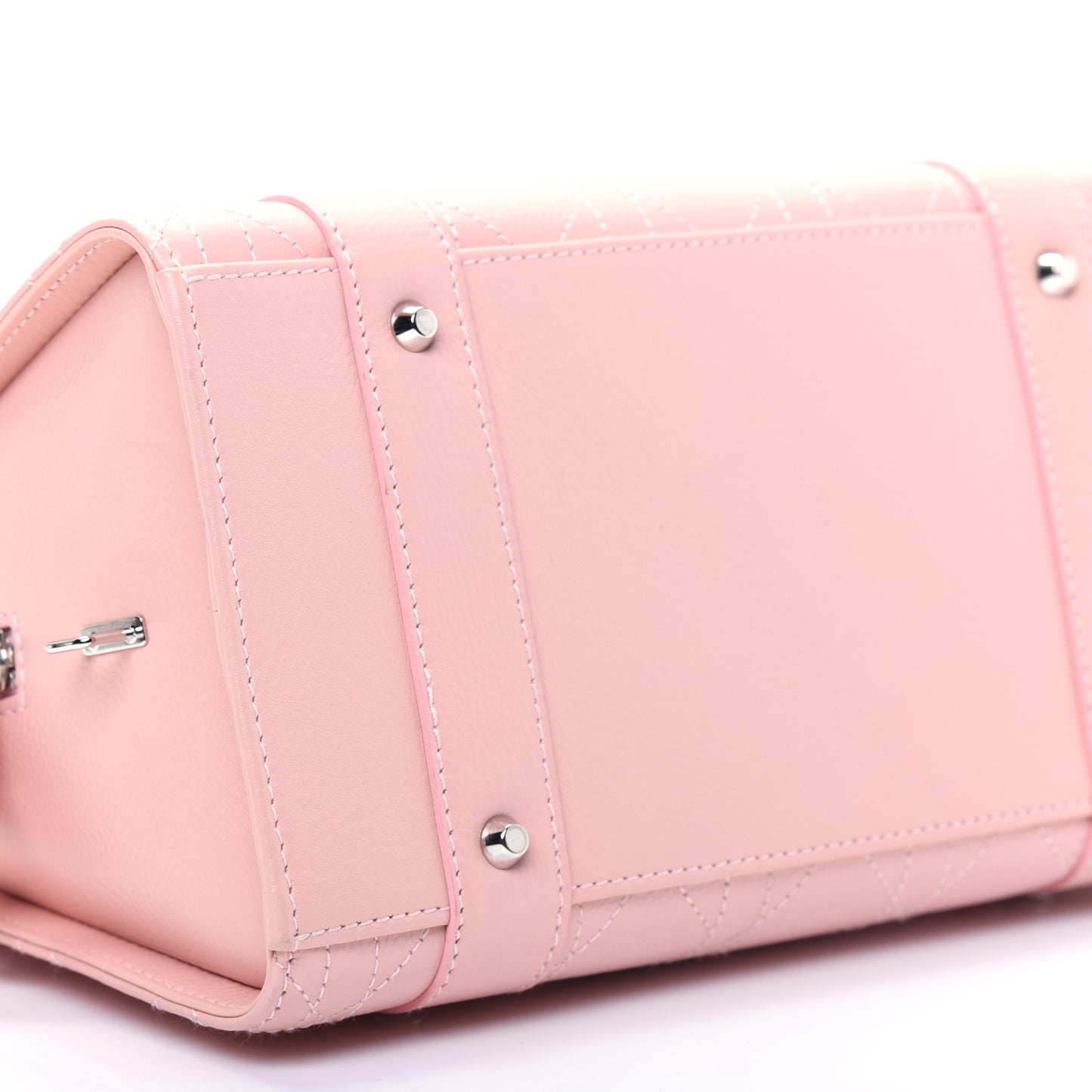 Calfskin Cannage Stitched Small Lady Dior Rose Clair