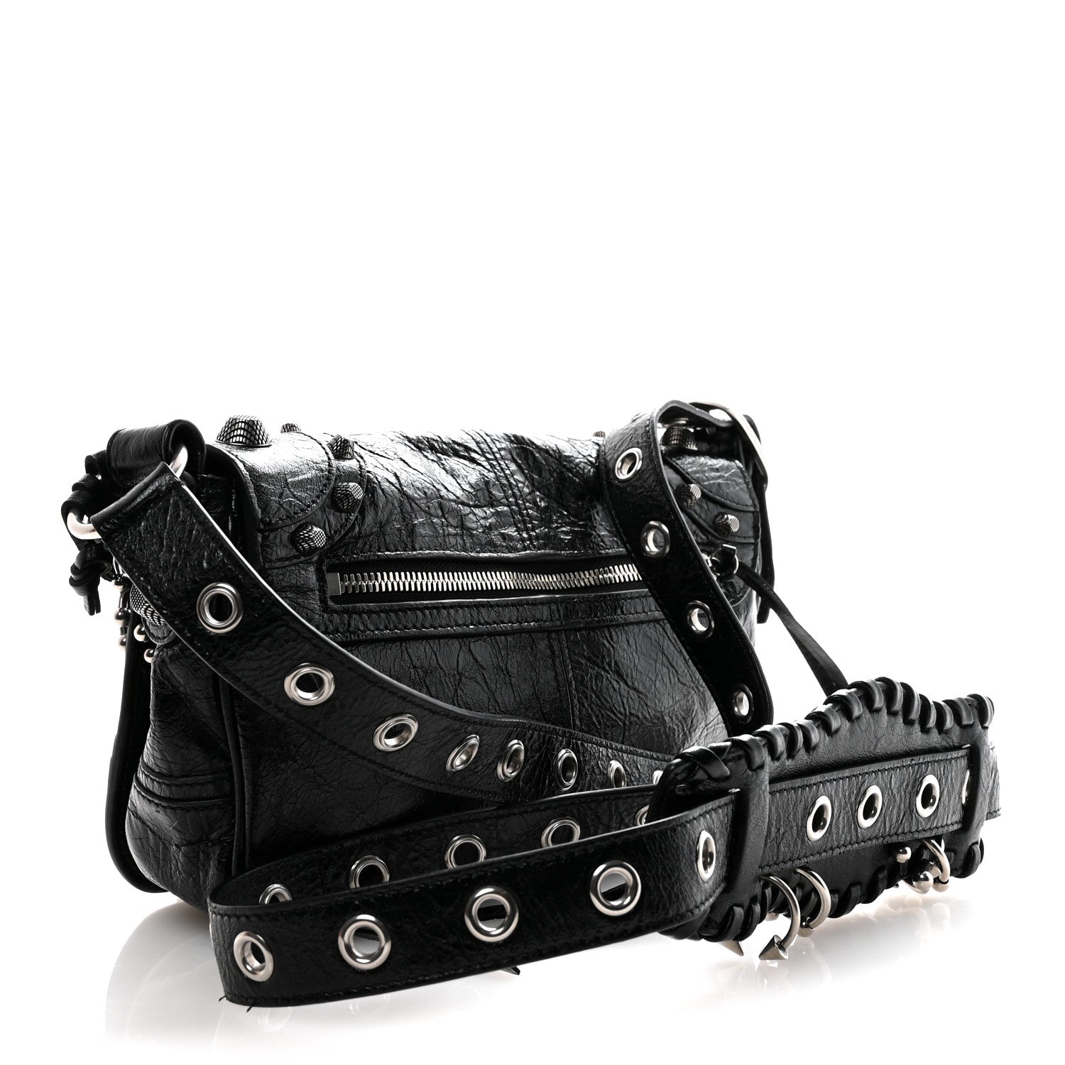 Balenciaga Agneau Arena XS Piercing Le Cagole Flap Bag Black