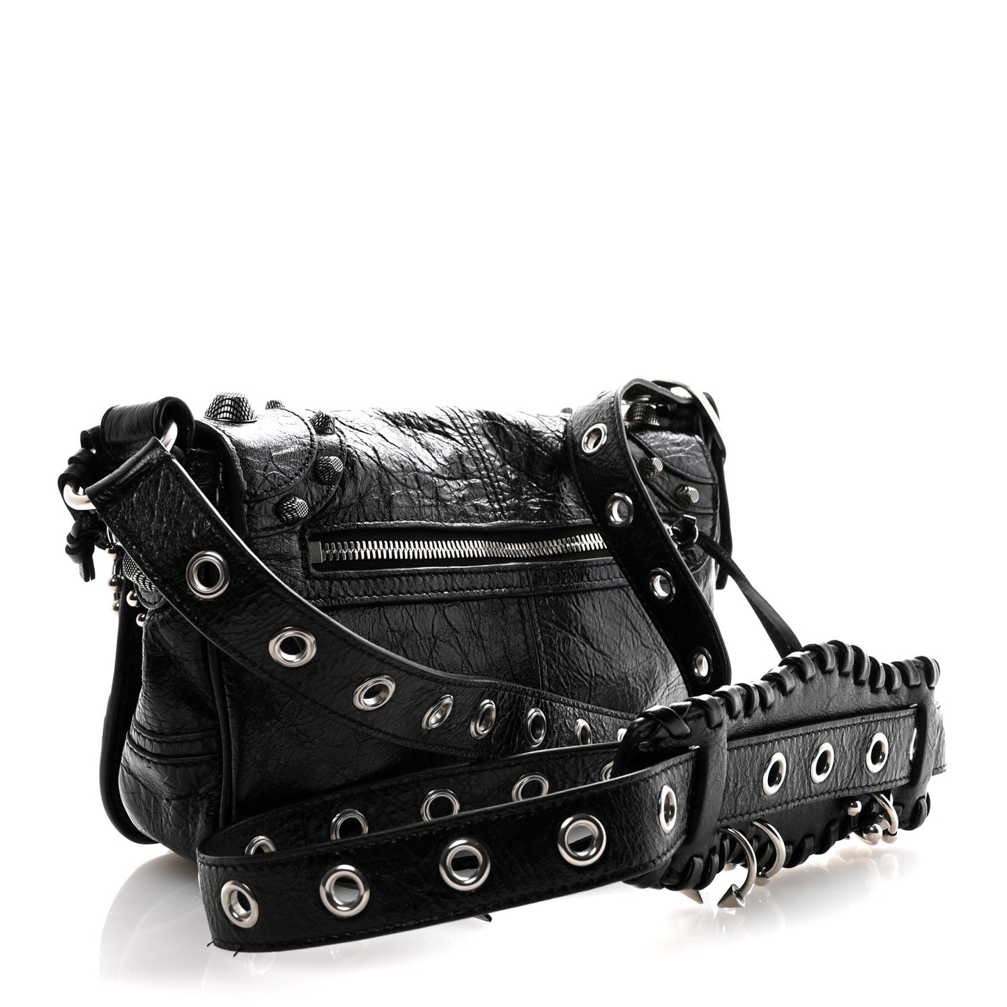 Agneau Arena XS Piercing Le Cagole Flap Bag Black