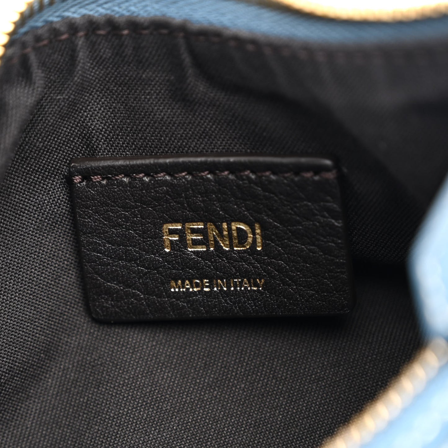 Denim Vitello King F is Fendi FF Embroidered Mini Fendigraphy Hobo Bag Denim Sand Blue White