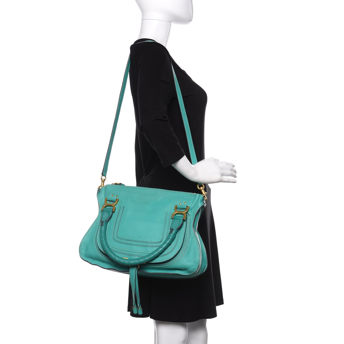 Calfskin Medium Marcie Satchel Jade Green