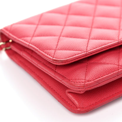 Chanel Caviar Quilted Wallet On Chain WOC Dark Pink 14 of 22