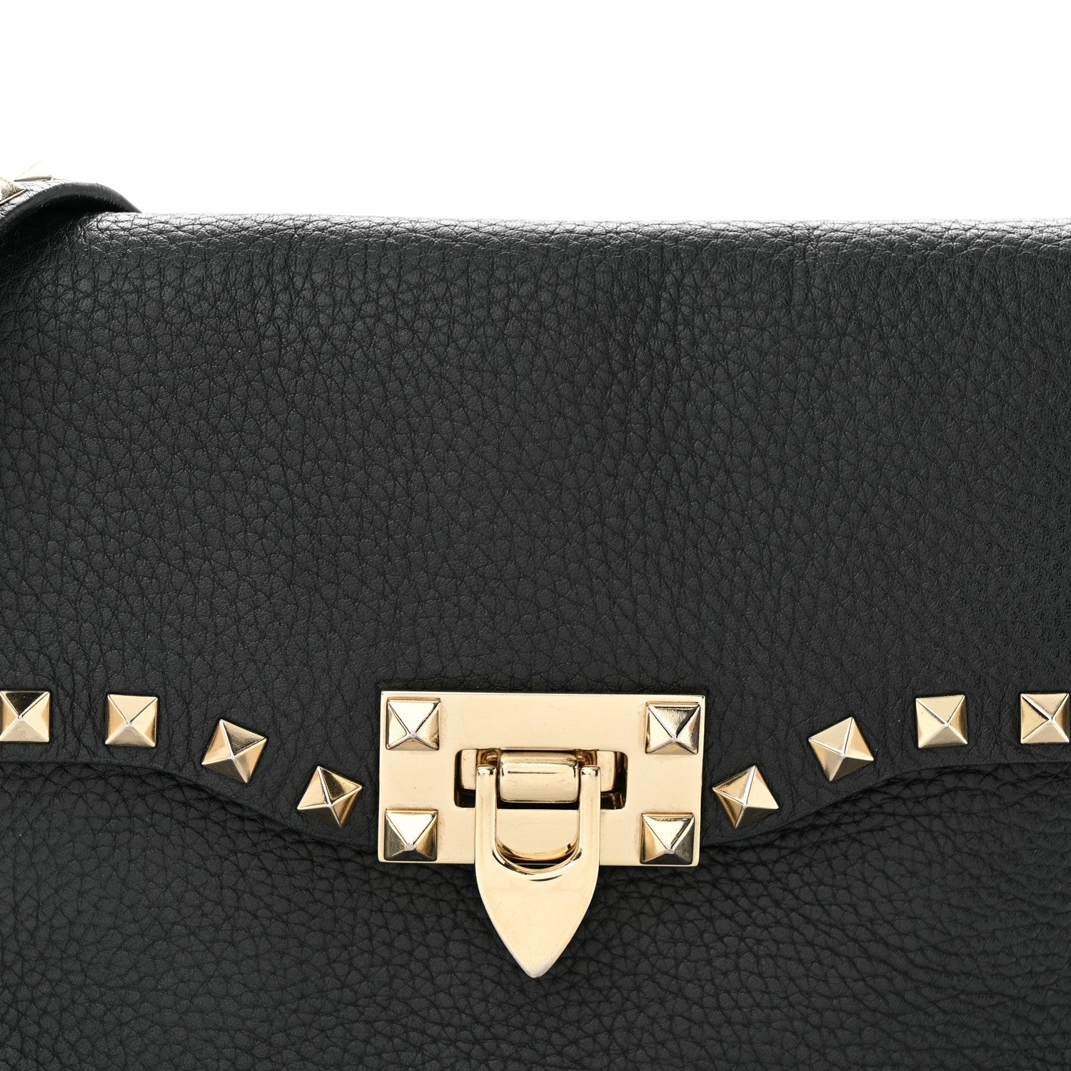 Valentino Garavani VALENTINO GARAVANI Pebbled Calfskin Medium Rockstud Flip Lock Crossbody Bag Black 7 of 10