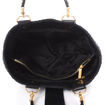 Chanel Straw Raffia Tote Black 5 of 10