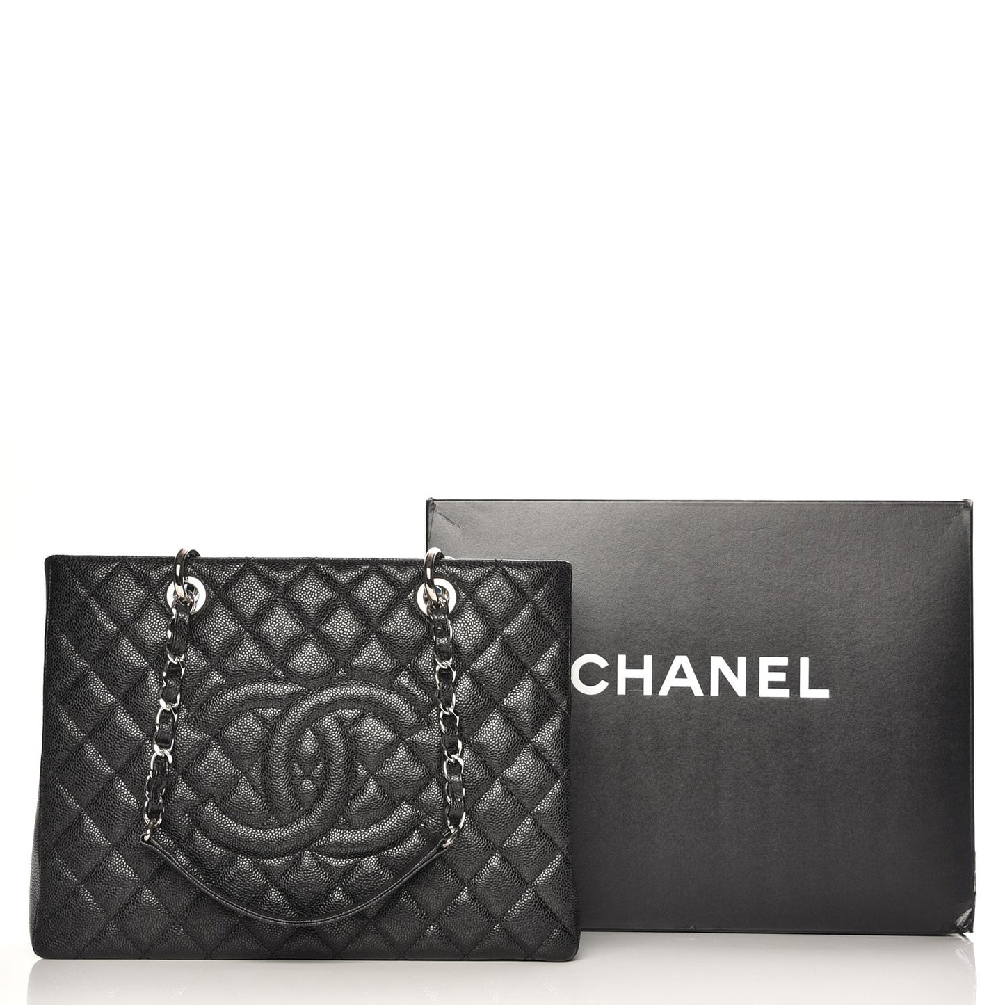 Caviar Quilted Grand Shopping Tote GST Black