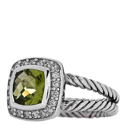 David Yurman Sterling Silver Diamond Peridot 7mm Petite Albion Ring 49 5 3 of 6