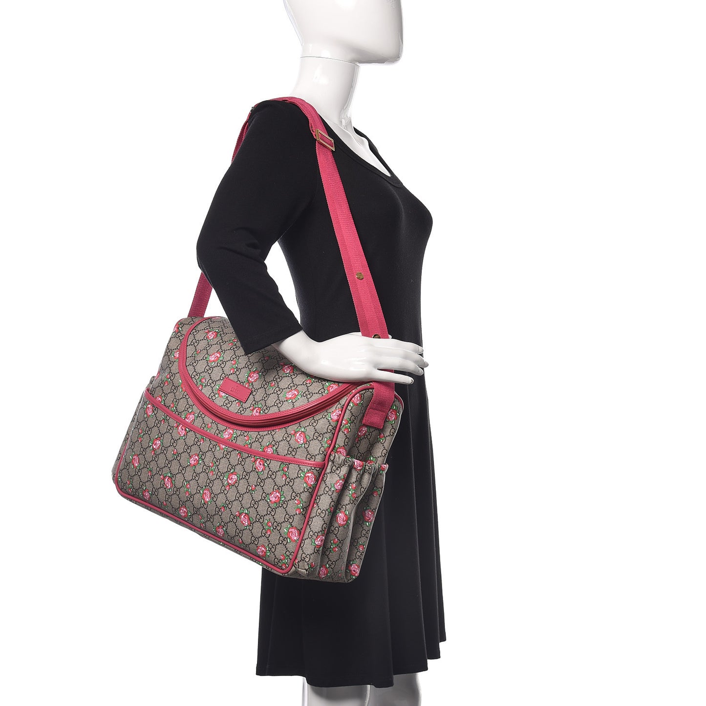 GG Supreme Monogram Rose Bud Diaper Bag Pink