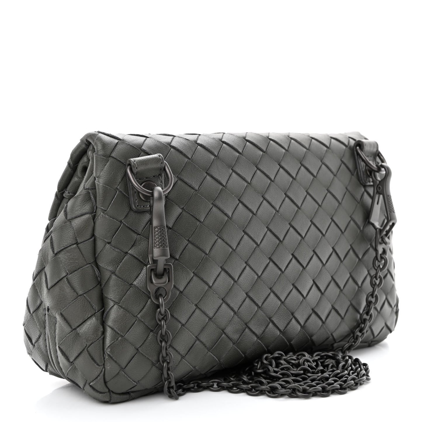 Nappa Intrecciato Small Chain Crossbody Light Grey