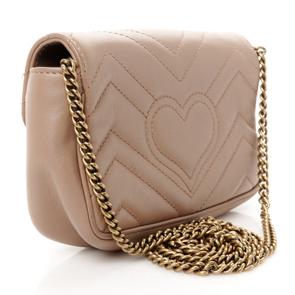 Gucci Calfskin Matelasse Super Mini GG Marmont Shoulder Bag Porcelain Rose 3 of 10