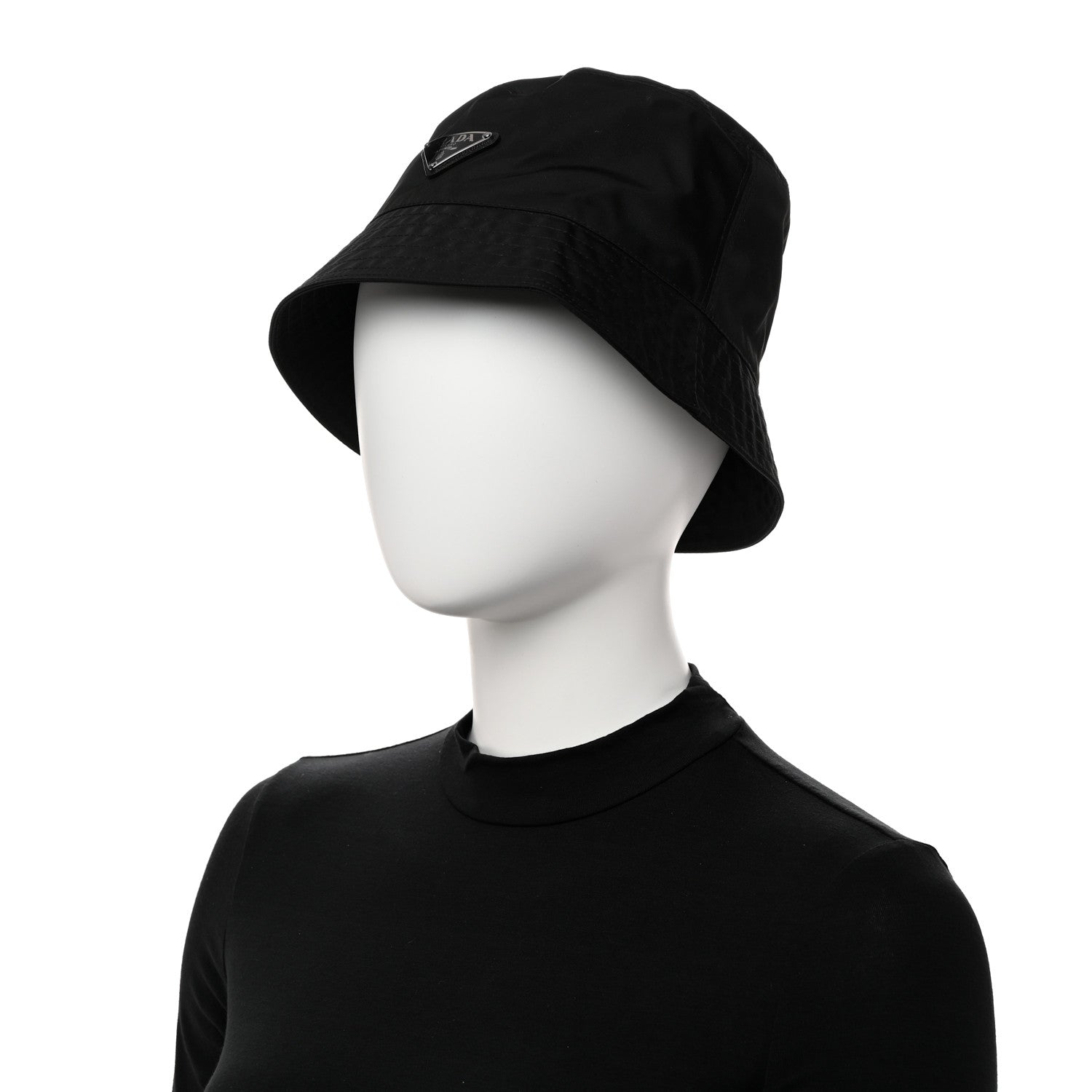 Prada Re-Nylon Saffiano Metal Triangle Logo Mens Bucket Hat L Black 2 of 8