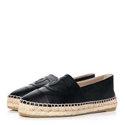 Chanel Lambskin CC Espadrilles 37 Black 3 of 10