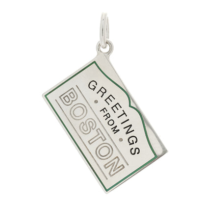 Tiffany Sterling Silver Enamel Boston Postcard Charm Blue 1 of 4