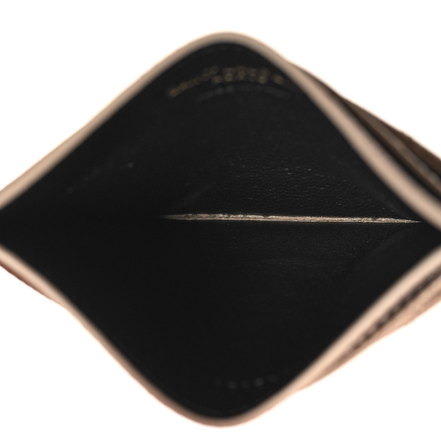 Grain De Poudre Matelasse Chevron Monogram Credit Card Case Dark Beige