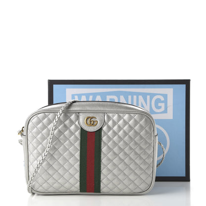 Gucci Laminated Nappa Web Trapuntata Small GG Shoulder Bag Argento 11 of 11