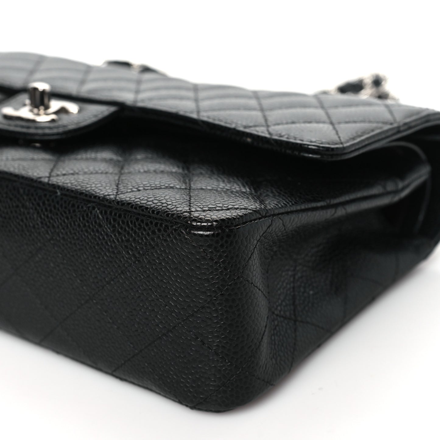 Caviar Quilted Medium Double Flap Black