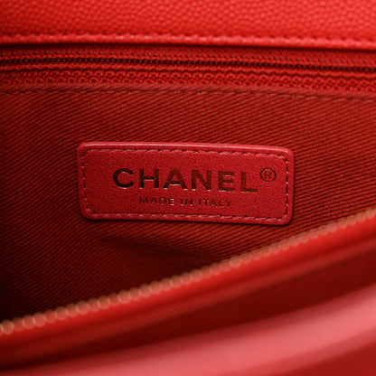 Chanel Caviar Quilted Small Coco Handle Flap Red 6 of 11