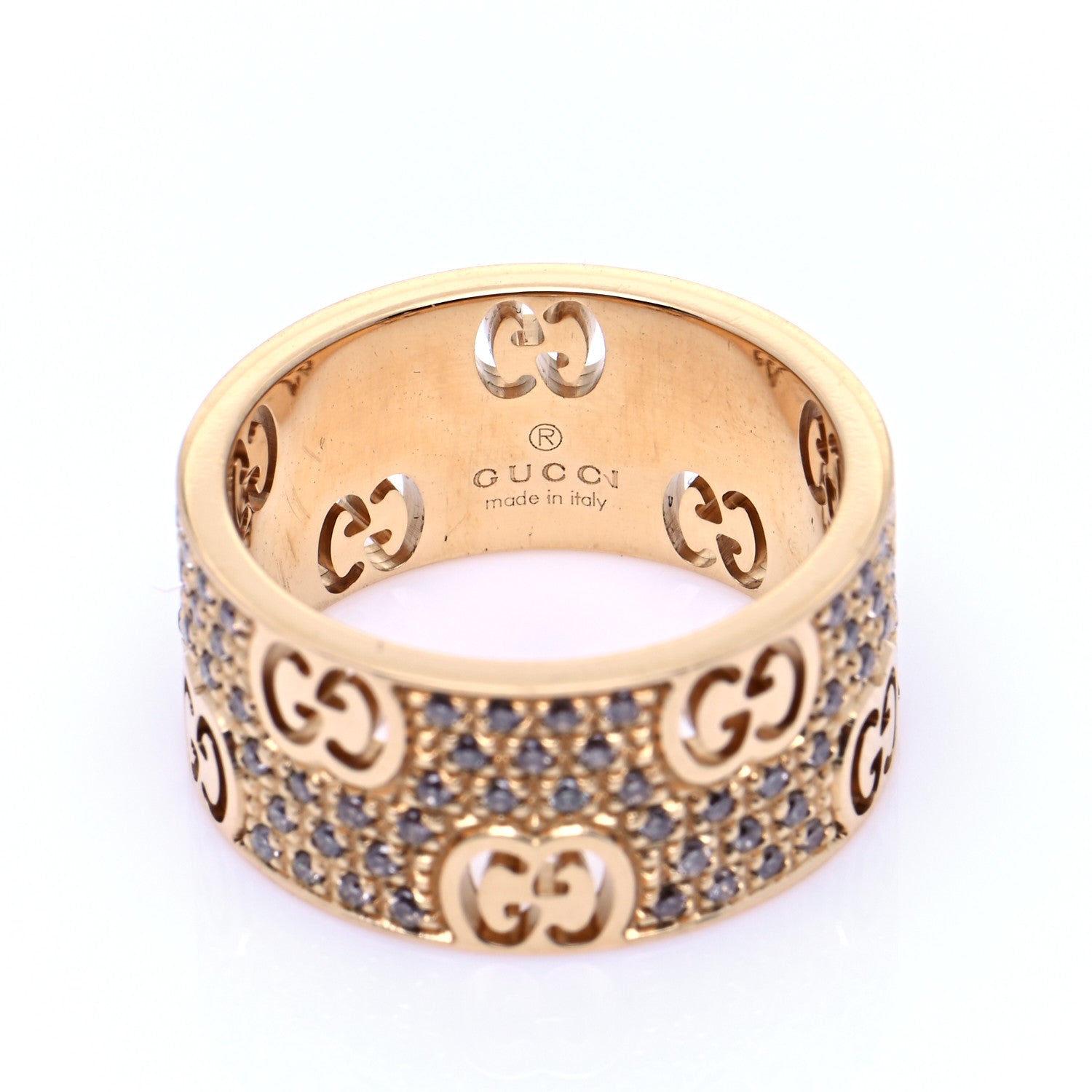 Gucci 18K Yellow Gold Diamond Wide Icon Stardust Band Ring 52 6 7 of 7